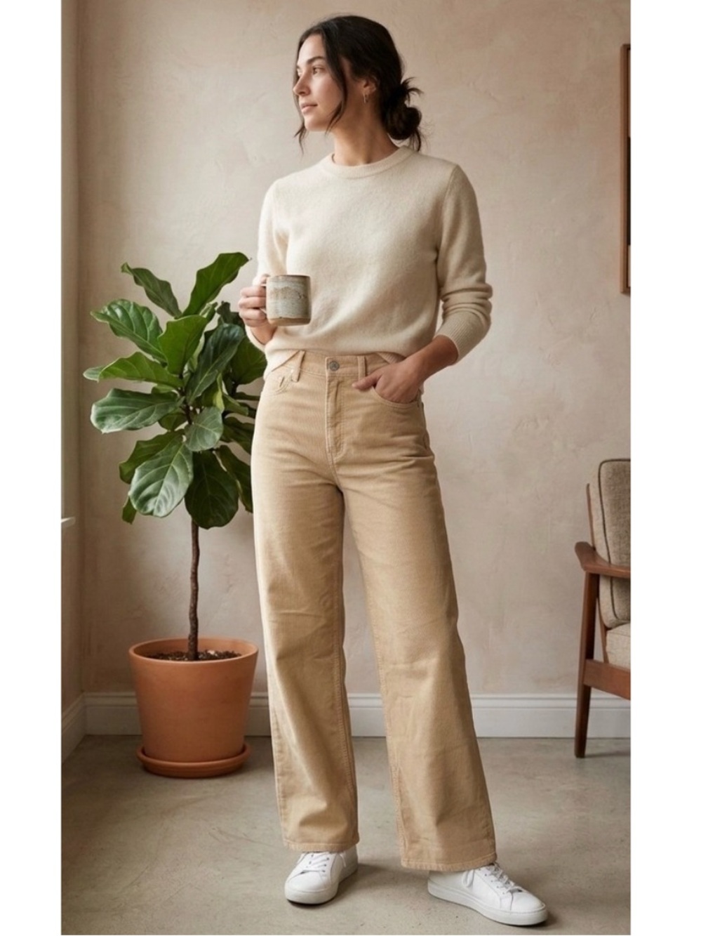 Rag & Bone Featherweight Logan Mid-Rise Wide Leg Jeans Minimalist Beige 28 - Picture 12 of 12